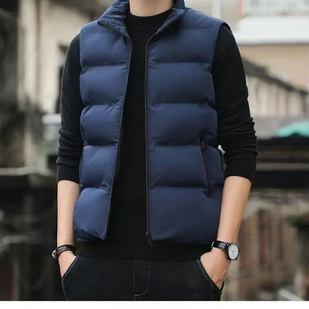 Gilet d'hiver épais en coton sans manches pour pêche par temps froid, col montant et isolation thermique