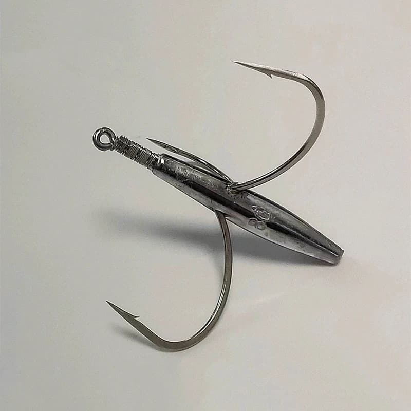 Hameçons triples carbone Hullegi pour gros bars et daurades - 20g à 100g pour pêche en mer