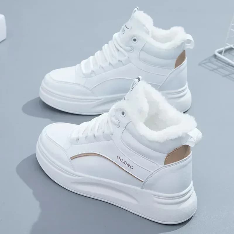 Bottes cheville femme chaudes en laine polaire 2025 - Chaussures sport hiver antidérige épaisses pour neige