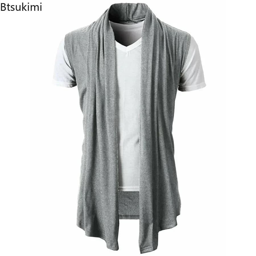 Veste sans manches homme printemps été 2026 cardigan tricoté streetwear punk hip hop