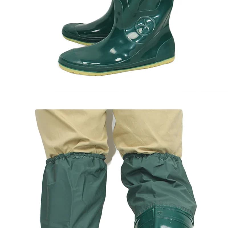 Bottes de pêche PVC vertes antidérapantes - Semelle souple pour pêche confortable et sécurisée