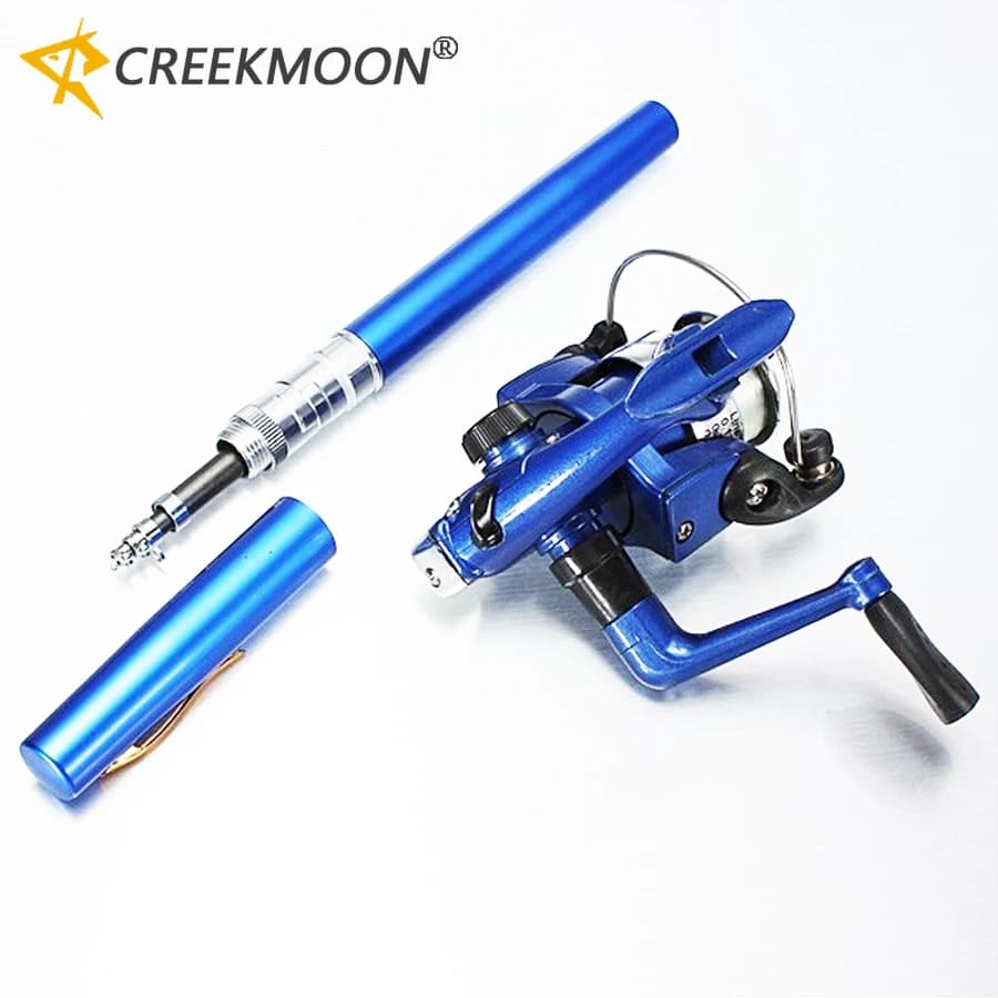 Canne à pêche télescopique 1m avec moulinet combo mini portable pour pêche voyage et glace