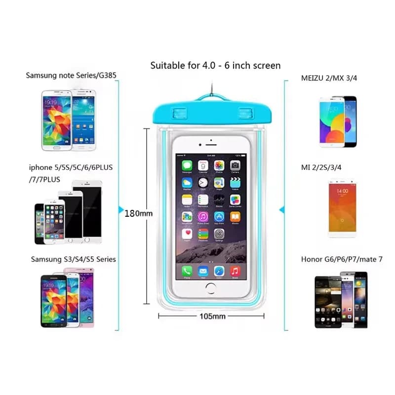 Pochette étanche téléphone 6 pouces plongée natation - Protection waterproof sports nautiques plage ski piscine