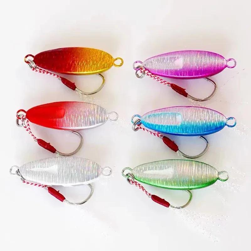 Lot de 6 leurres métalliques jigging pour pêche du bord, leurres cuillère appâts artificiels mer 5.5g à 21g