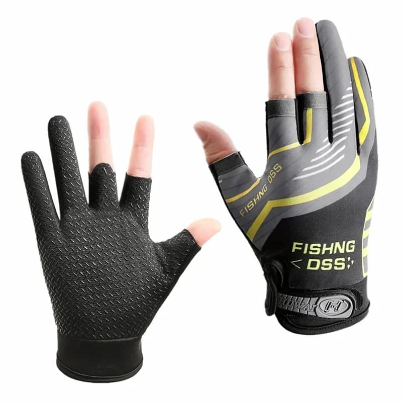 Gants de pêche homme été anti-UV anti-dérapants trois doigts respirants pêche route sub protection solaire