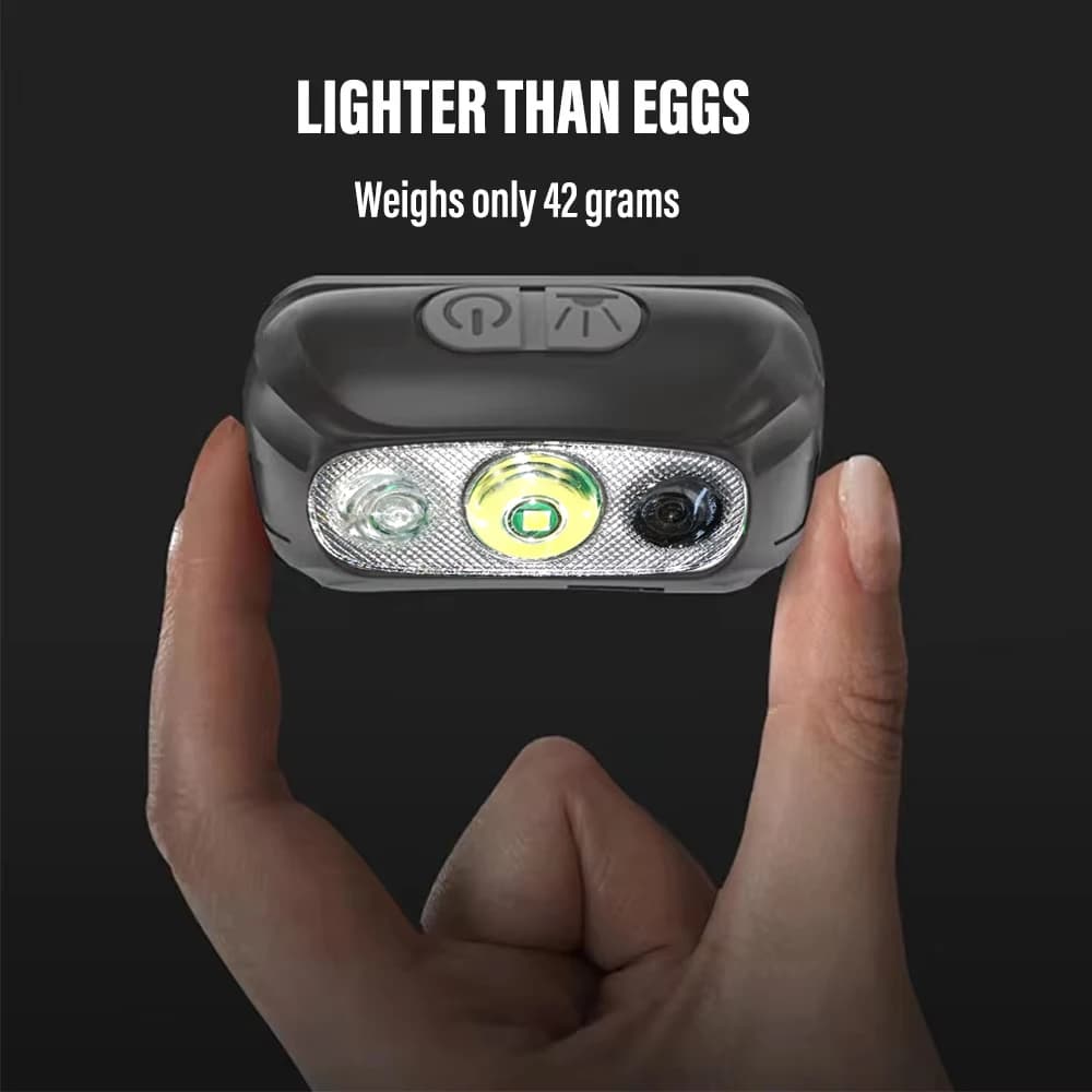 Lampe frontale LED rechargeable pêche avec détecteur de mouvement étanche ultra-légère camping