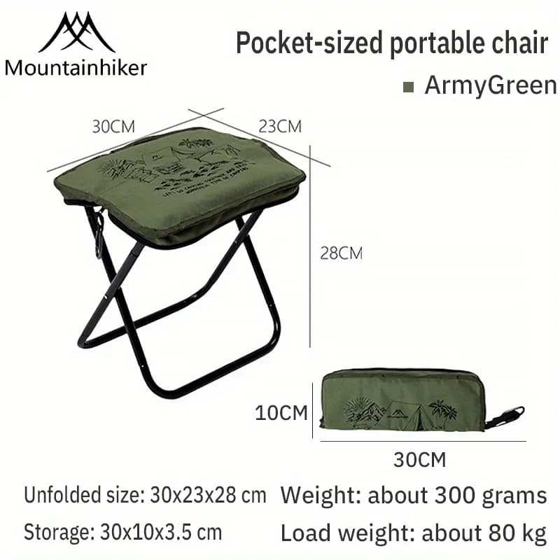 Chaise pliante camping MOUNTAINHIKER compacte capacité 80kg pour pêche outdoor portable