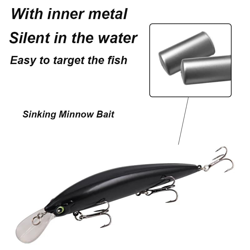 Leurre de pêche YUCONG 1PX Minnow coulant 13cm 36g, leurre dur silencieux pour la pêche en
