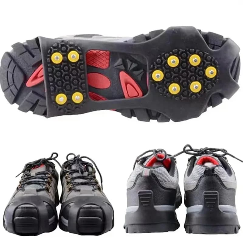 Crampons 10 pointes antidérapants neige glace randonnée pêche hiver sécurité chaussures bottes