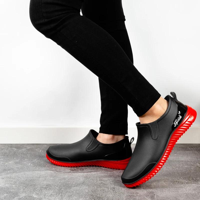 Bottes de pluie cheville homme simples imperméables anti-dérapage robustes pêche travail camping