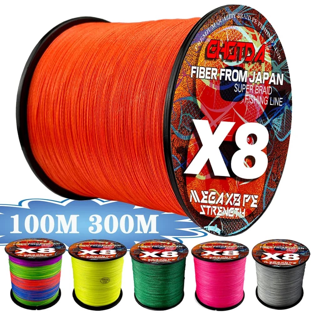 Ligne de pêche tressée GHOTDA X8 haute résistance pour JIG et carpe, fil PE multifilament 8-35kg