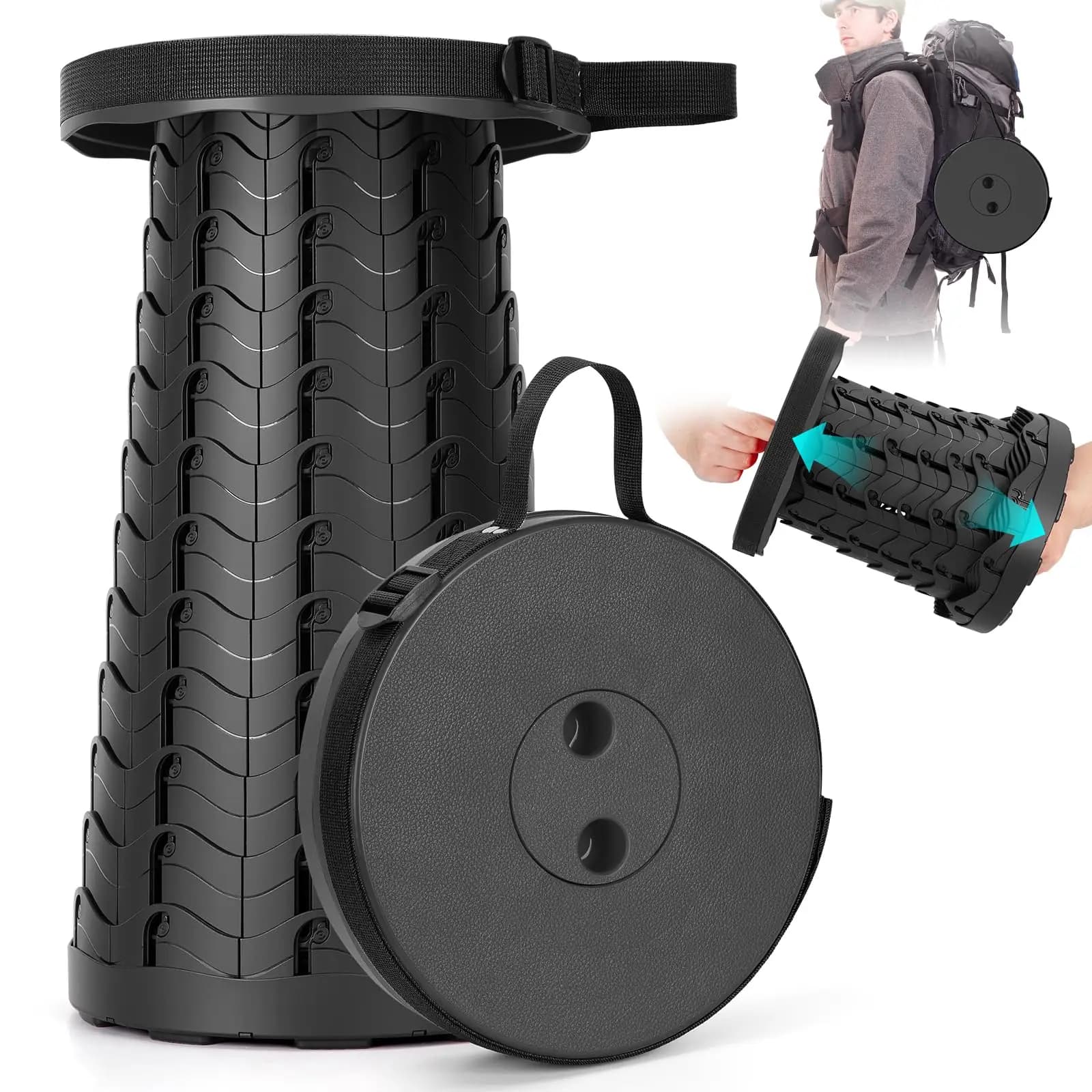 Tabouret télescopique pliant hauteur réglable pêche - Siège portable pour camping et sorties extérieures