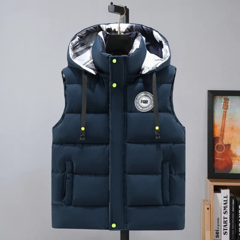 Veste sans manches chaude homme avec capuche pour l'hiver léger plus taille travail décontracté
