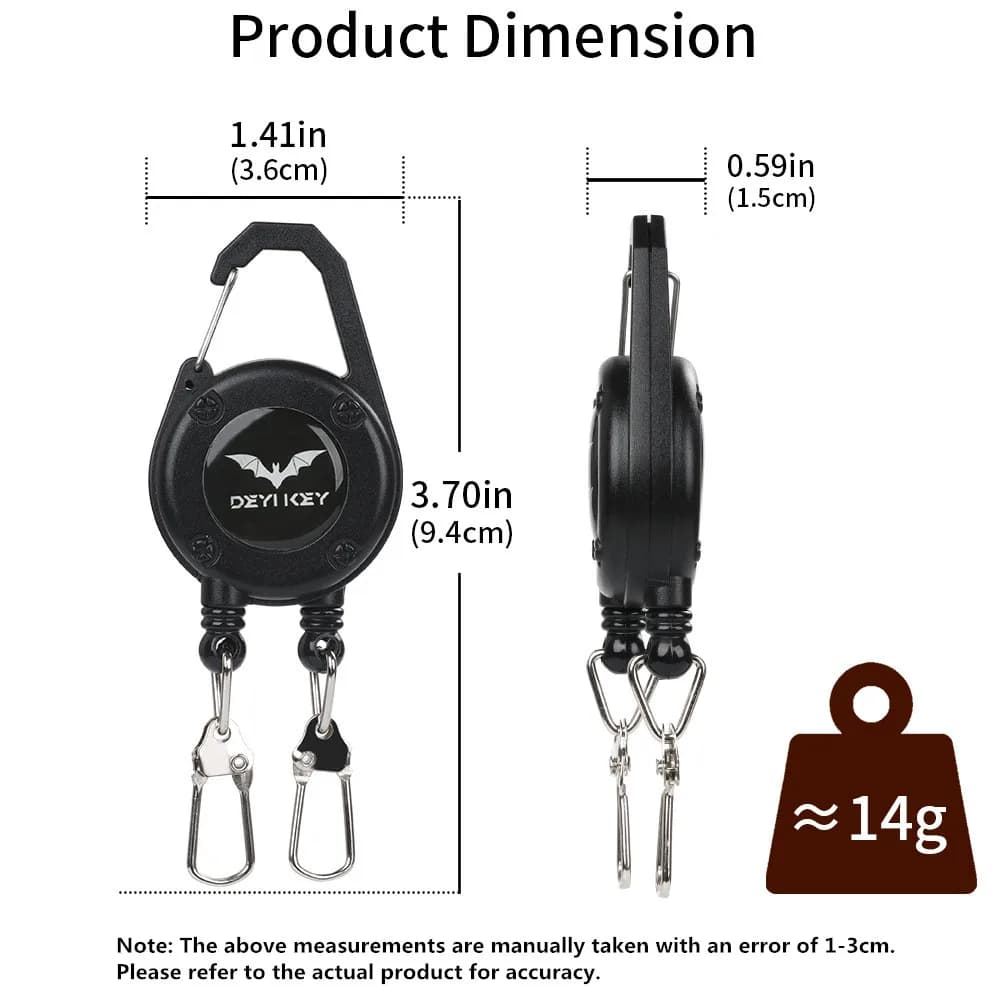 Boucle double pêche à clip télescopique, mousqueton porte-badge et porte-clés facile à tirer