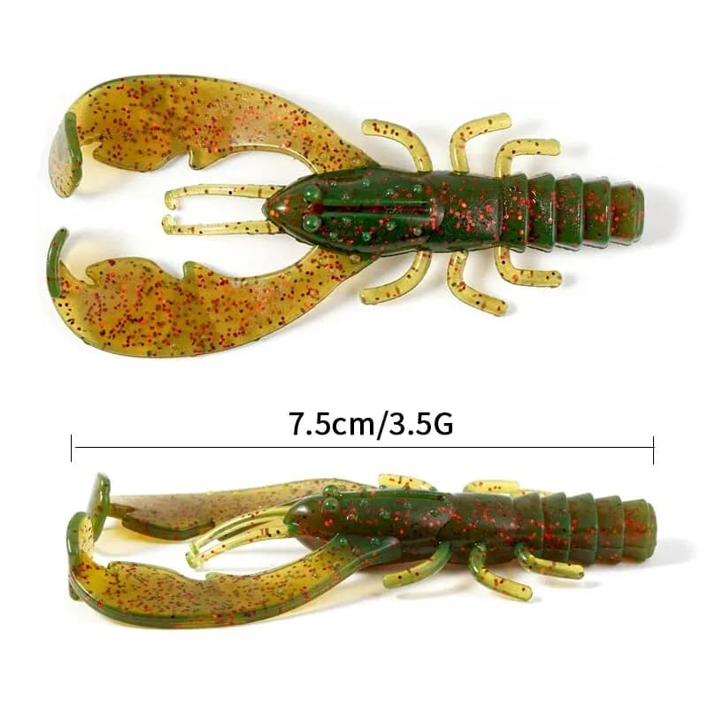 Leurre souple écrevisse 7,5cm SUNMILE - 6 leurres artificiels pour la pêche du sandre, du brochet