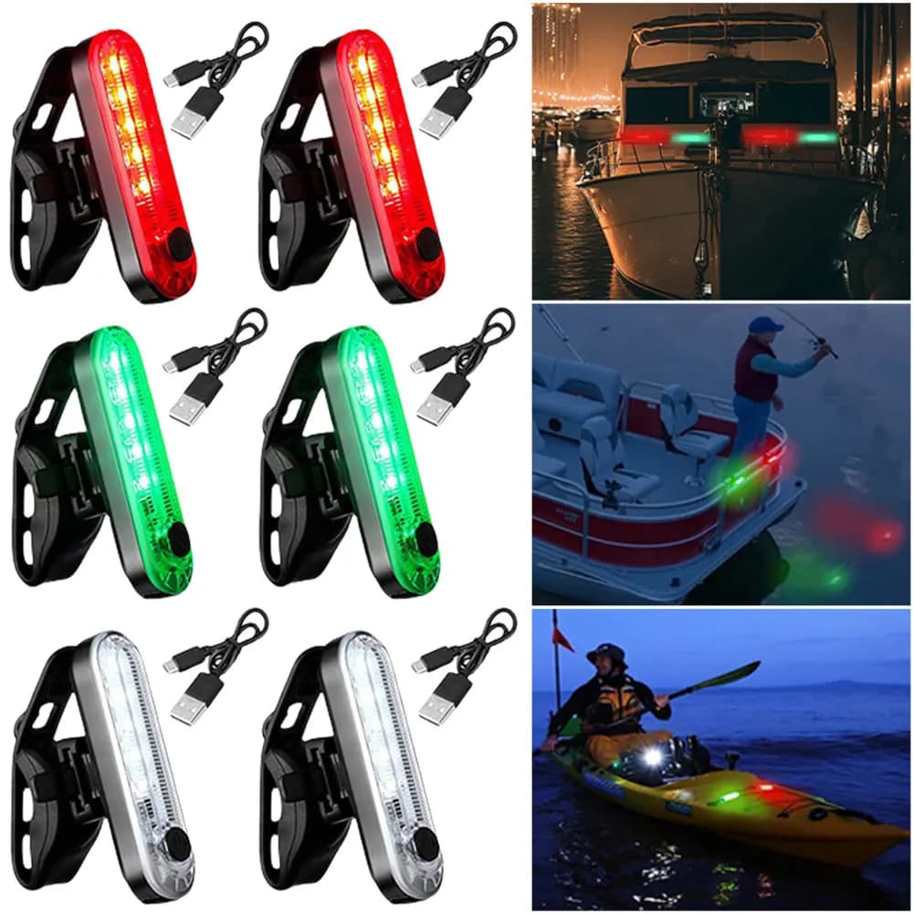 Lot de 4/6 feux de navigation LED pour bateau - Lampes étanches pour yacht, kayak et voilier