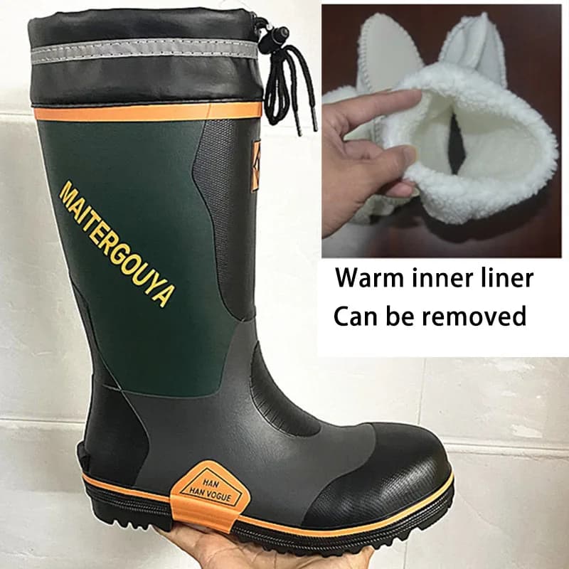 Bottes de pluie caoutchouc anti-dérapantes unisexes pour pêche, chasse, randonnée et travail