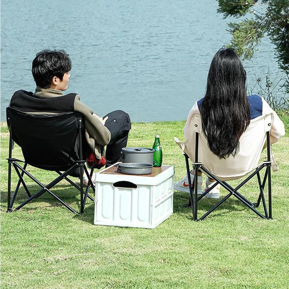 Chaise camping pliante pêche avec poche latérale - Siège extérieur plage randonnée portable