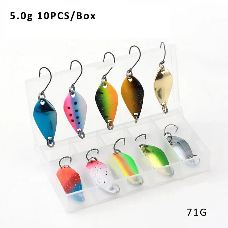 Kit de pêche leurres cuillères métal 2.5g à 5g pour truite et perche, set spinner et wobbler