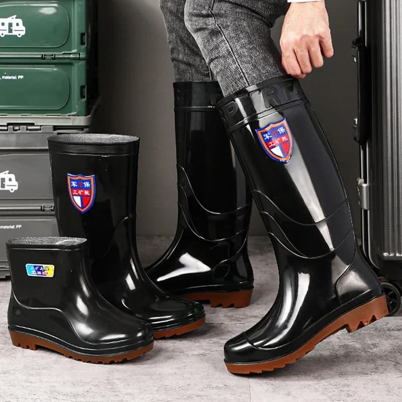 Bottes de pêche imperméables fourrées mi-hautes anti-dérapantes pour cuisine et travail
