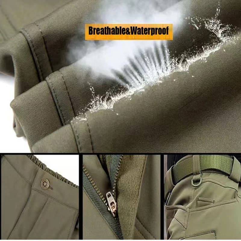 Pantalon pêche hiver polaire softshell homme cargo - Chasse trekking camping qualité M-5XL