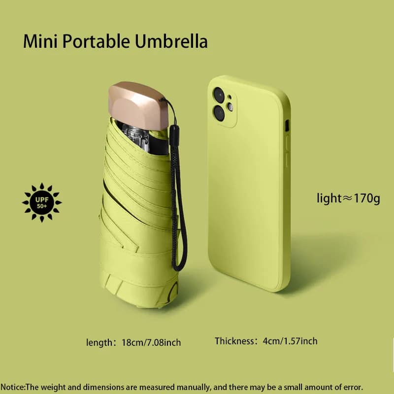 Parapluie solaire ultra-léger pliable 5 fois mini format protection UV ombrelle extérieure