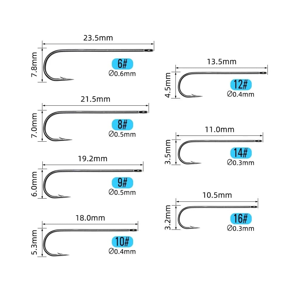 100 hameçons Aberdeen longue tige #16-3/0 - Pour sabiki rigs et pêche en eau douce ou salée