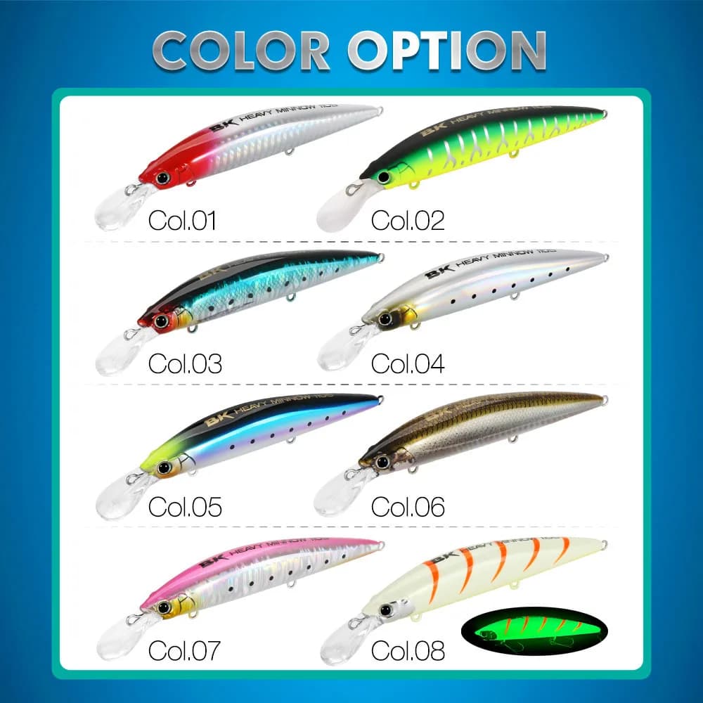 Leurre de pêche mer FSTK Minnow lourd coulant 110S 37g pour longue distance de lancer, appât artificiel saltwater