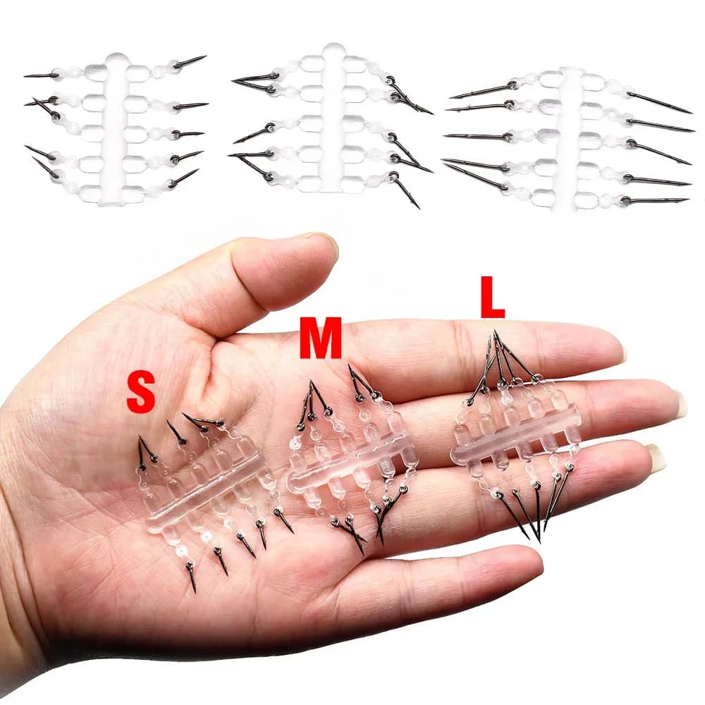 10 pointes métal pour appâts carpe avec arrêts caoutchouc pour montages hair rig et boilies