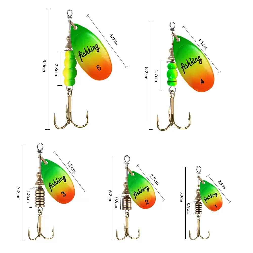 Leurre spinner métal NGB 3.9g à 15g - Cuiller tournante avec hameçon triple pour brochet