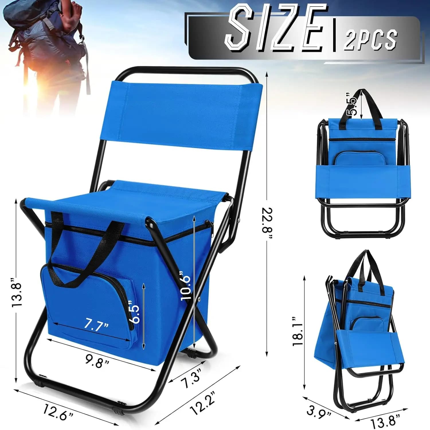 Chaise lune pliante pêche avec glacière détachable portable ultralégère pour camping plage