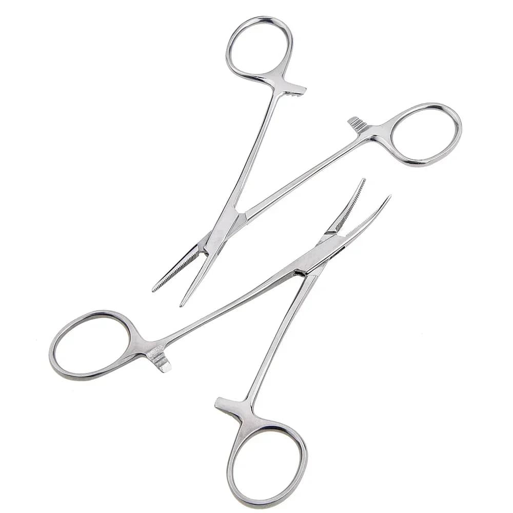 Pince hémostatique chirurgicale acier inox - Modèles droits et coudés complets pour pêche précise