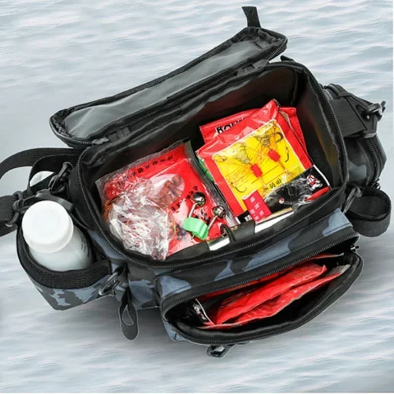 Sac à dos de pêche avec porte-canne et banane - Sac bandoulière pour leurres et accessoires de pêche