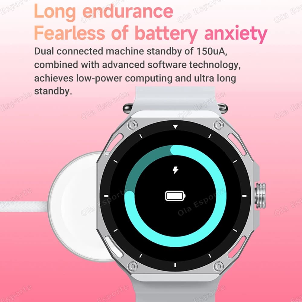 Montre connectée 2025 unisexe pour pêche : monitoring santé, étanche, appels, compatible Android iOS