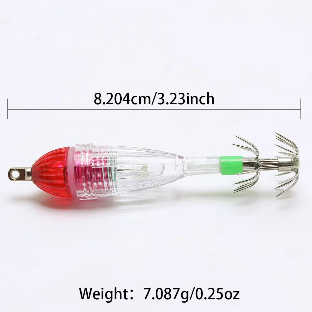 2 lumières de pêche avec hameçons LED clignotantes pour attirer calmars la nuit sous l'eau