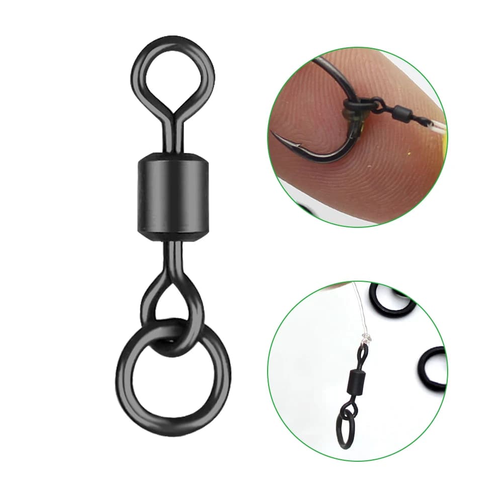 DNDYUJU 50 à 100 pièces émerillons pêche carpe noir mat, accessoires pour montage Chod Hair et Ronnie Rig