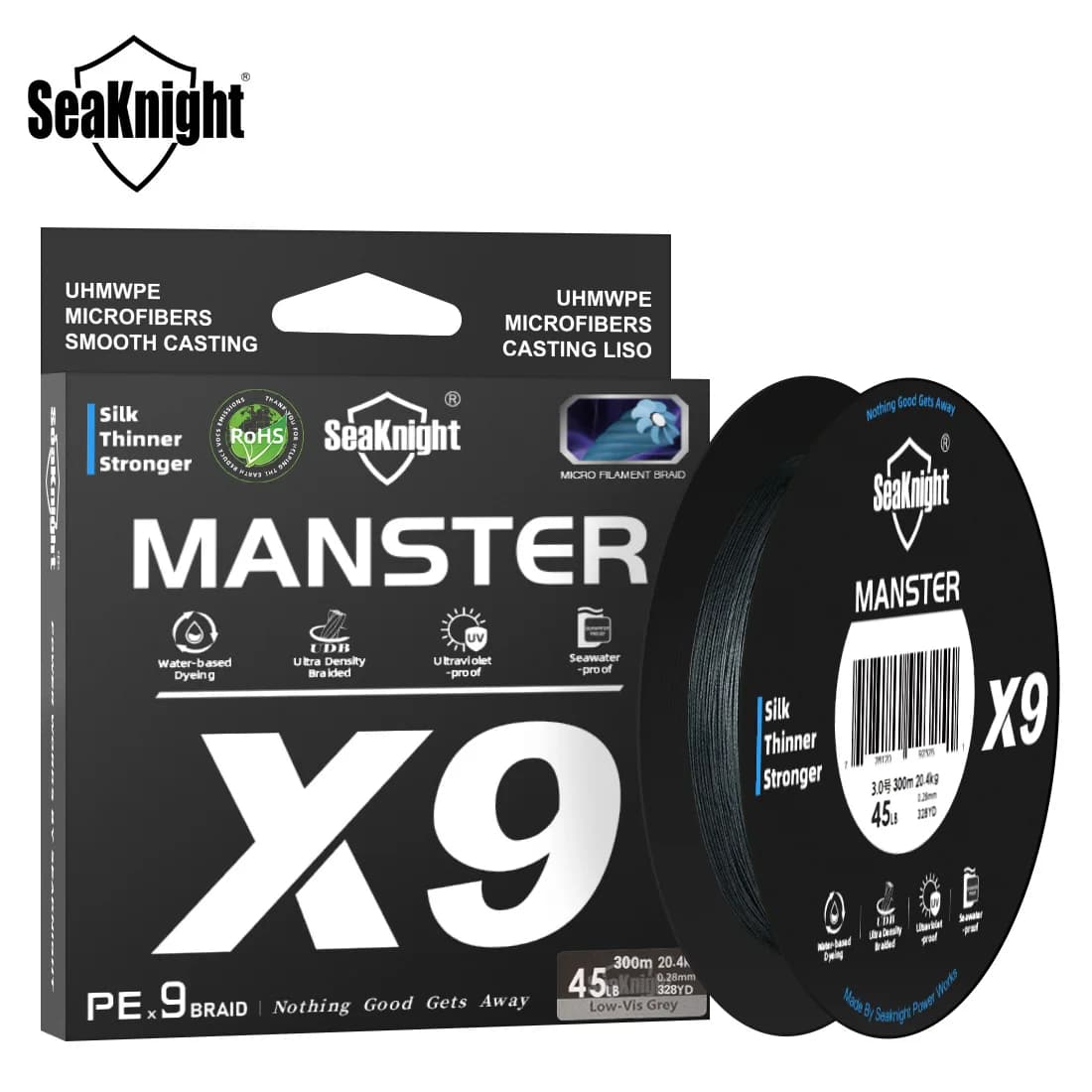SeaKnight X9 Ligne tressée 9 tresses 150M - PE lisse anti-UV pour pêche en mer précise et sensible