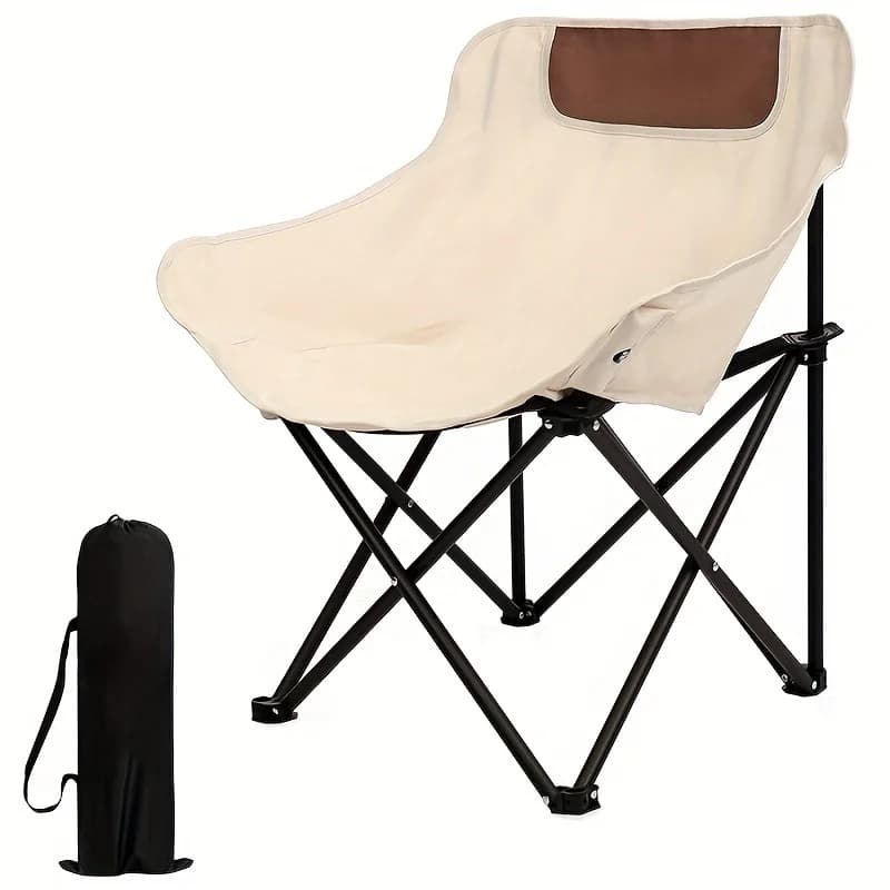 Chaise de camping extra-large avec poche latérale - Pliante et portable pour pêche et pique-nique