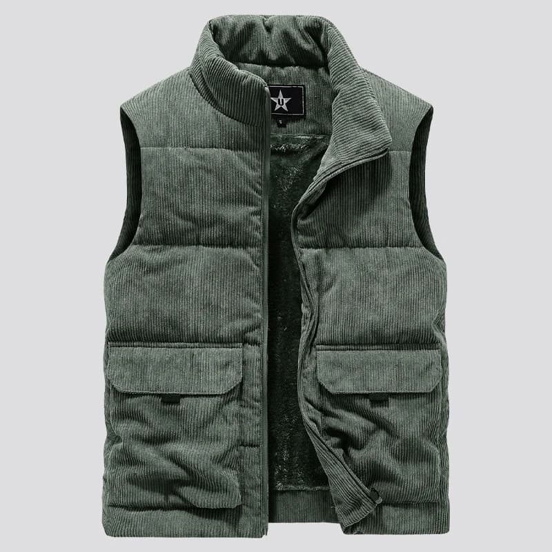 Veste polaire homme sans manches hiver col officier épaisse pour pêche en extérieur