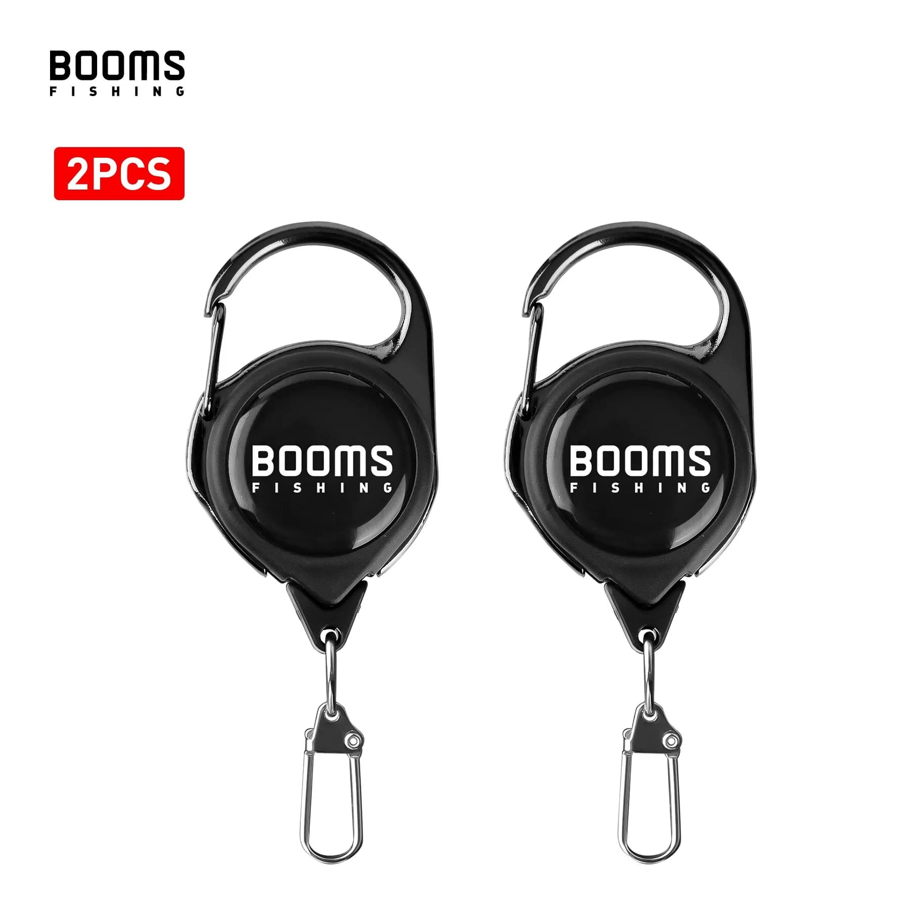 Porte-badge de pêche rétractable 2 pièces avec ressort anti-rouille et clip rapide pour mouches et accessoires