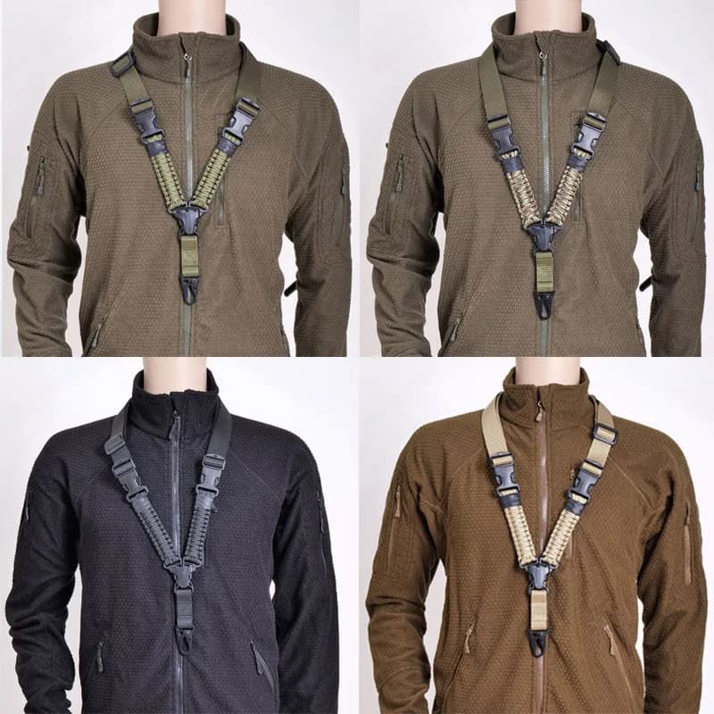 Bretelle de fusil tactique à point unique en nylon pour chasse et pêche ajustable durable