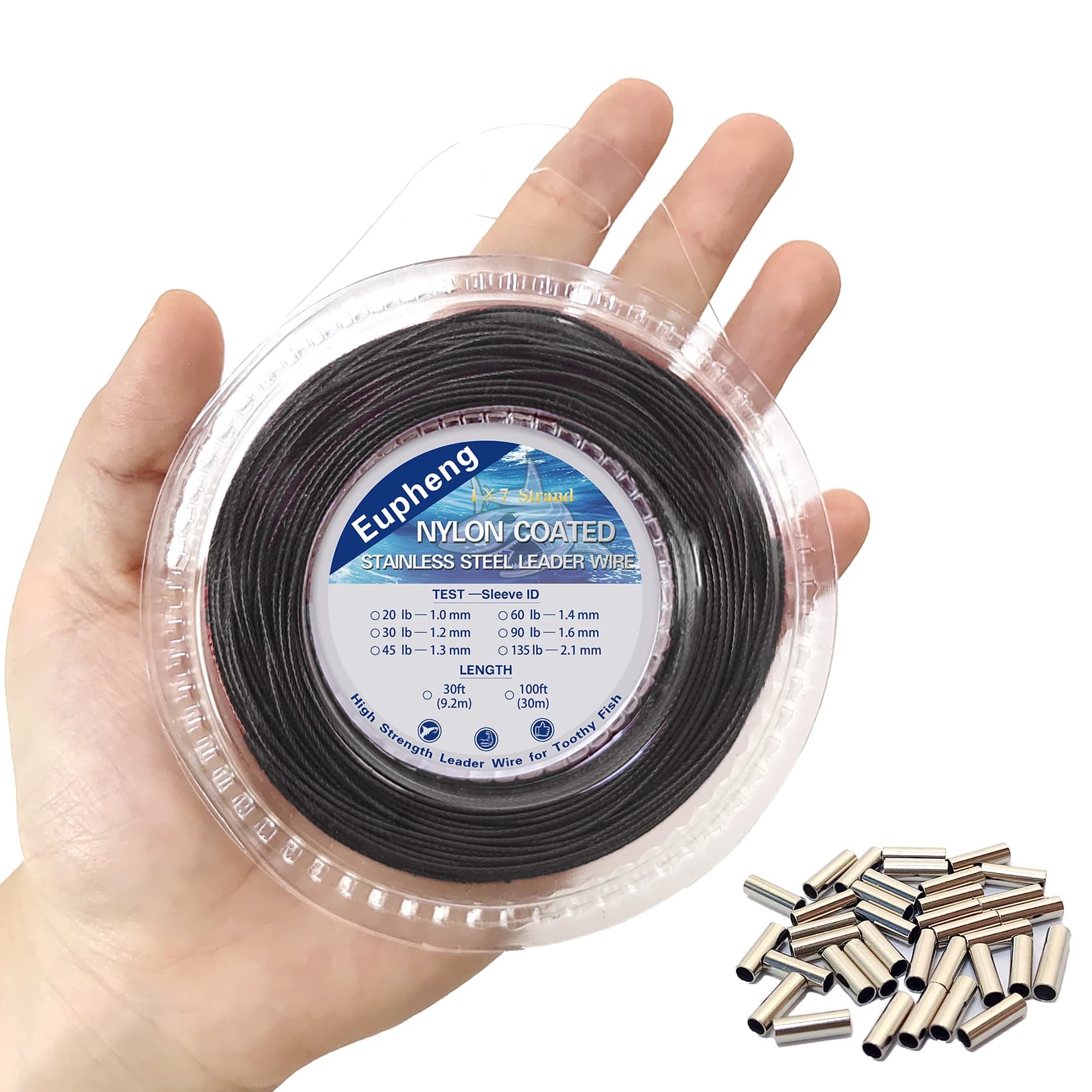 Fil leader acier inoxydable nylon 1x7 & 7x7 20-135lb 9.2m & 30m pour pêche mer et montages résistants