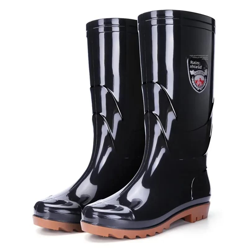 Bottes de pêche PVC épaisses résistantes aux acides pour hommes - Chaussures étanches hiver chaudes chantier