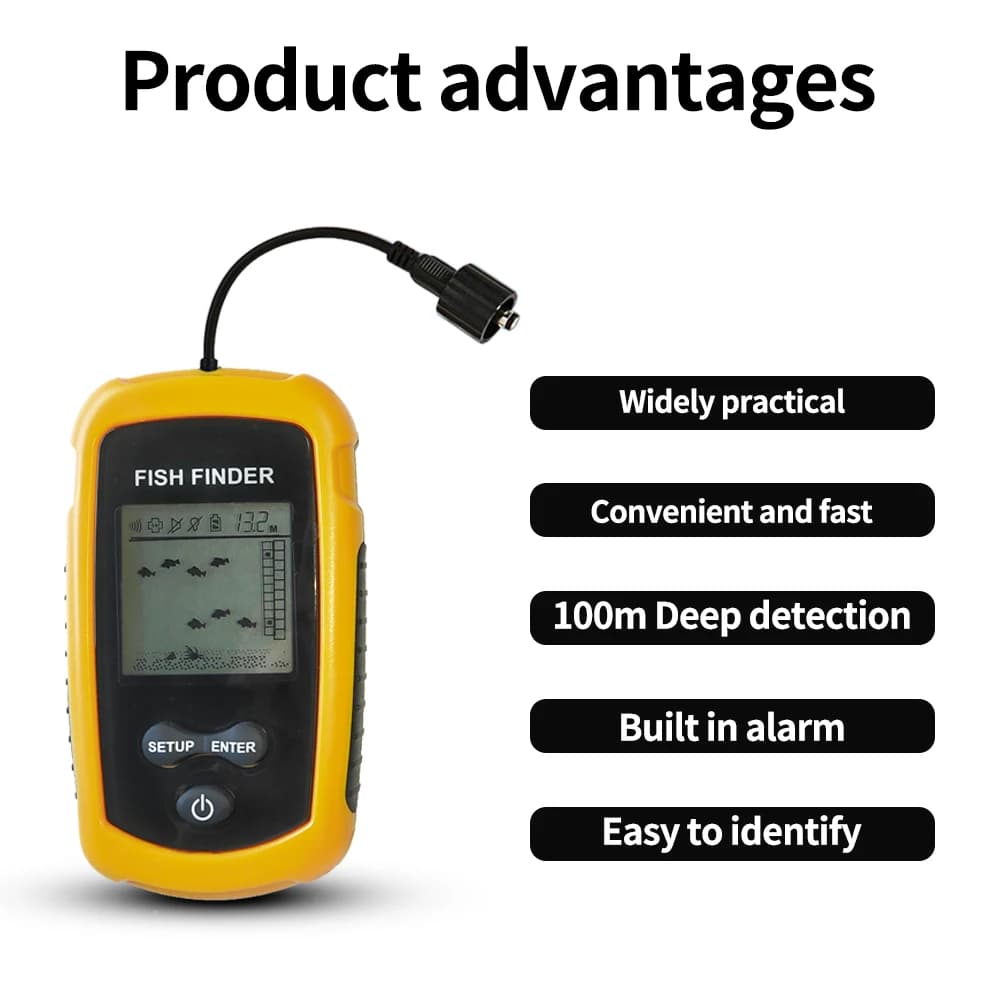Fishfinder portable à main avec sonar jetable - Détecteur de poissons LCD pour pêche en kayak et bateau