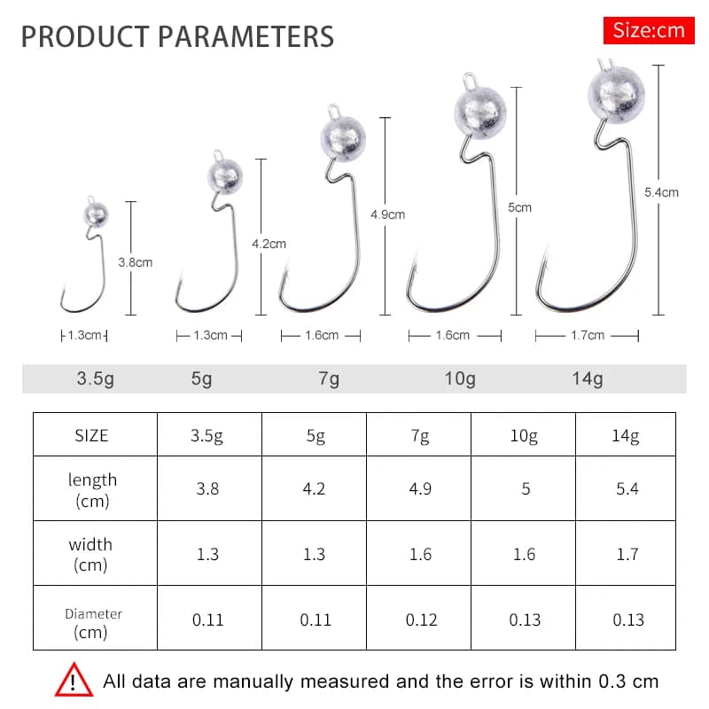 Lot de 10 hameçons Exposed Jig Head 3.5g à 14g MEREDITH - Hameçons pour jigging et appâts