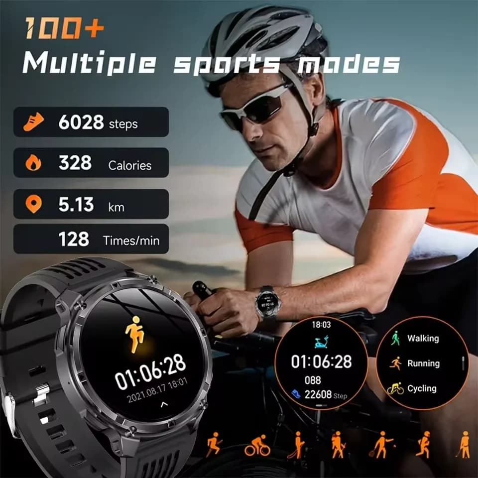 Montre T-Rex3 Pro 2026 - Batterie 1100mAh, GPS Trajet, Étanche 5ATM, Boussole Militaire Smartwatch Outdoor