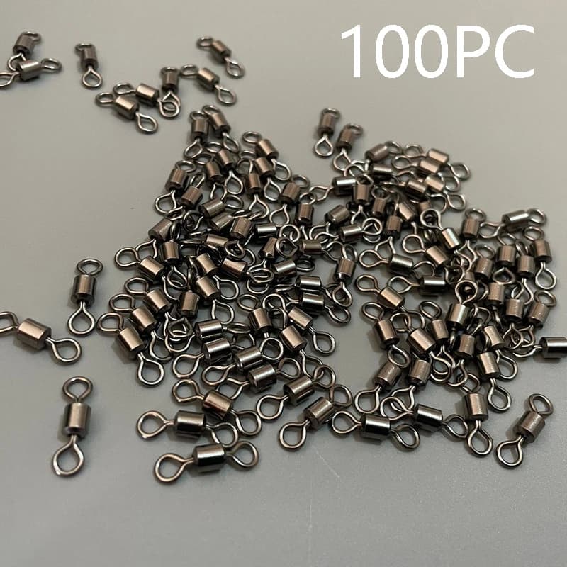 100 émerillons à roulement inox pour pêche à la carpe - Connecteurs solides pour leurres et hameçons
