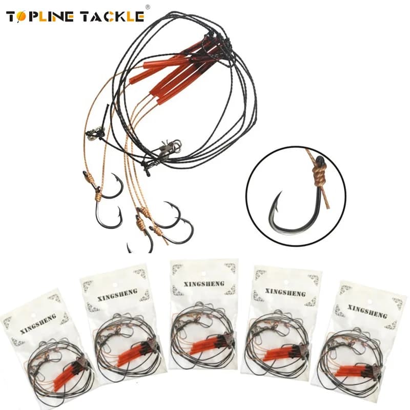 Hameçon acier carbone avec 5 petits hameçons swivel rigs pêche fond ksbing astring of hooks