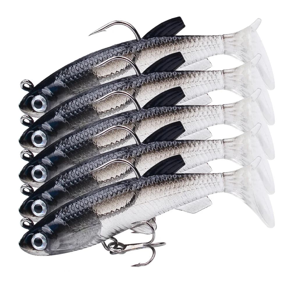 Leurre souple leurre pêche 75mm 85mm appât artificiel nageur coulé queue en T pour brochet perche