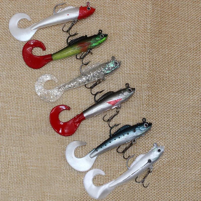 6 leurres souples avec queue nageuse pour bar et carpe, appâts artificiels en silicone pour pêche au leurre